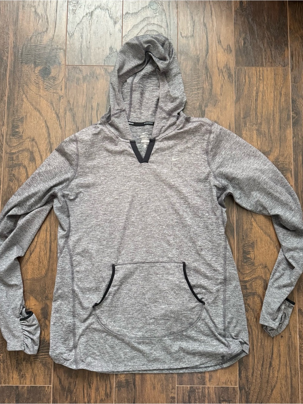 Nike Women's Dri-Fit Element Hooded Pullover Heathered Grey Size XL